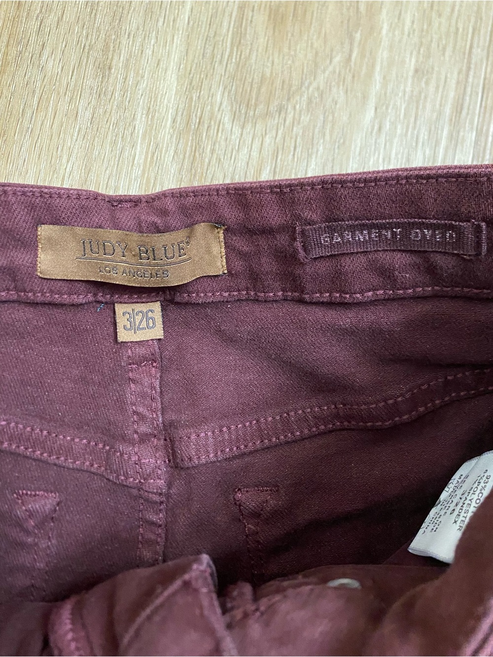 Judy Blue Wide Leg Jeans in Deep Burgundy - Picture 3 of 6